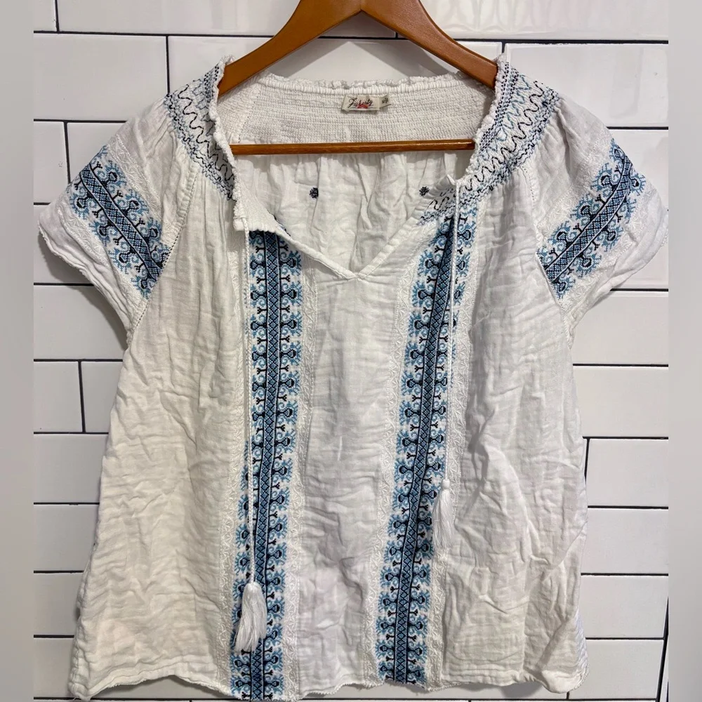 FAHERTY LIANA boho embroidered TOP M - Picture 8 of 10